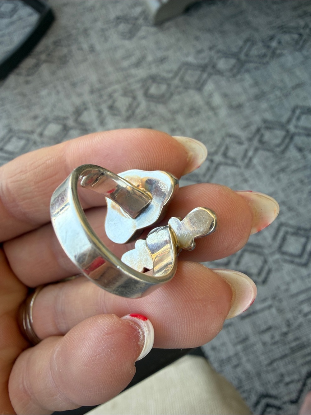 Orange Mojave & Turquoise Bypass Ring - Picture 3 of 3